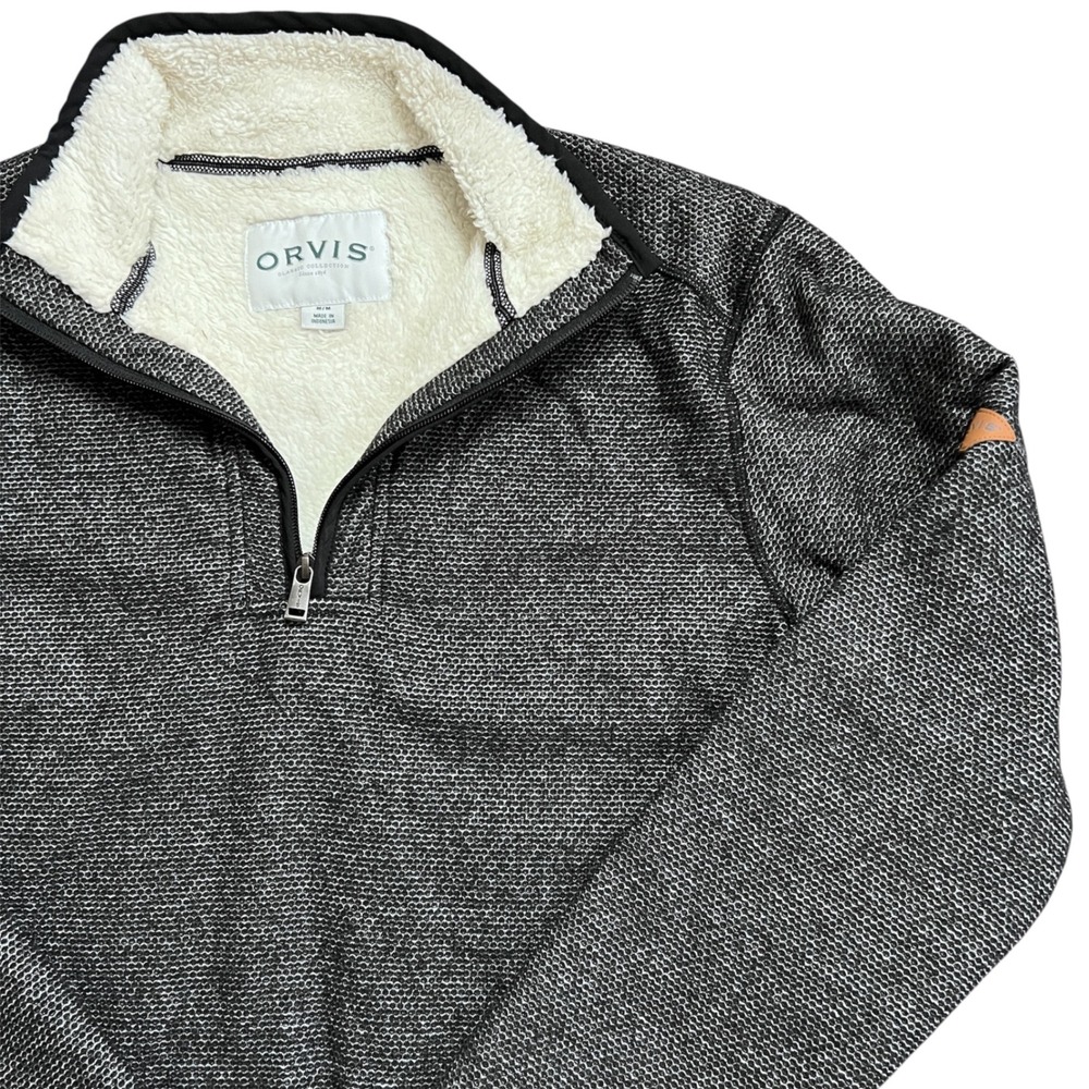 Orvis Classic Collection 1/4 Zip Pullover Sherpa Lined Men's‎ Gray M/M